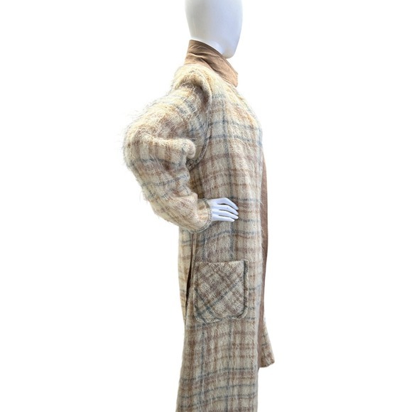 1960s Gino Rossi Mohair LIghtweight Plaid Long Cardigan Robe Jacket‎ Coat JS - Picture 7 of 12